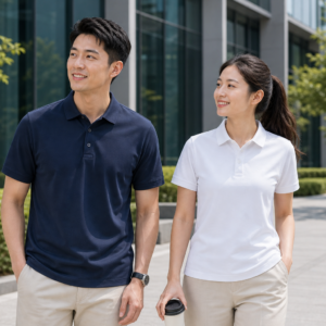 Custom Soft Cotton Business Polo Shirts worn by corporate team models